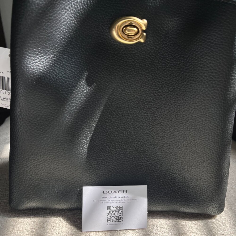 Coach Turnlock Pebbled Leather Bucket Bag Gold Hardware Crossbody - Picture 6 of 8
